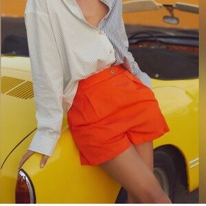 Maeve by Anthropologie Women’s Pleated Poplin Orange Shorts Size 8